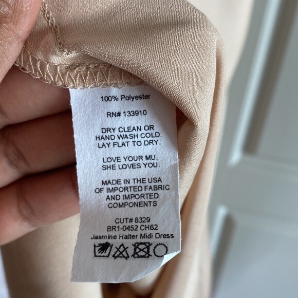 Show Me Your Mumu Champagne Jasmine Midi Halter Dress M - Picture 10 of 12